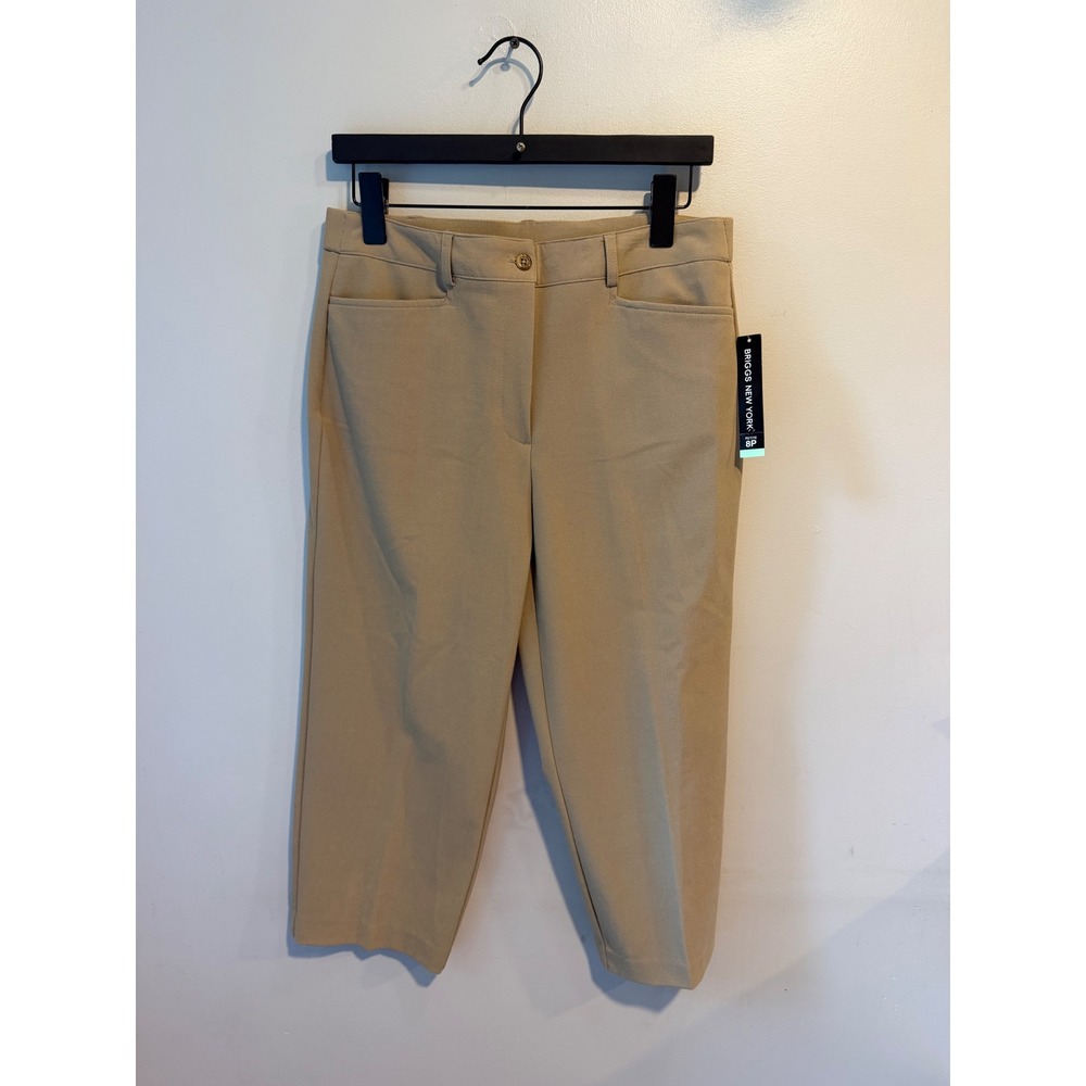 Briggs New York Petite Dress Pants Tan Khaki Straight Leg Trousers 8P NWT